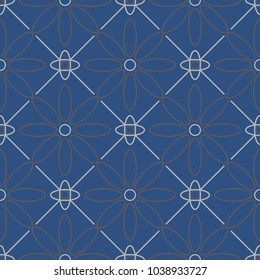 Seamless floral pattern. Dark blue background with flower designs for wallpapers, textile and fabrics