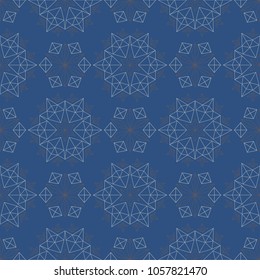 Seamless floral pattern. Dark blue background with flower designs for wallpapers, textile and fabrics