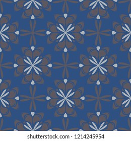 Seamless floral pattern. Dark blue background with flower designs for wallpapers, textile and fabrics