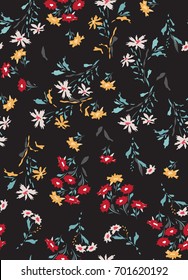 seamless floral pattern with dark gray background 