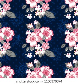 Seamless floral pattern with decor flowers