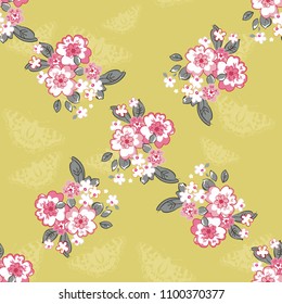 Seamless floral pattern with decor flowers