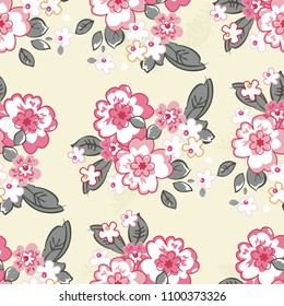 Patrón floral sin inconfundibles con flores decorativas