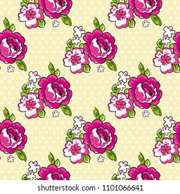 Seamless floral pattern with decor flowers