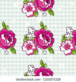 Patrón floral sin inconfundibles con flores decorativas