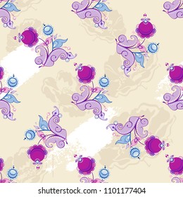 Seamless floral pattern with decor flowers