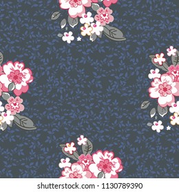 Seamless floral pattern with decor flowers