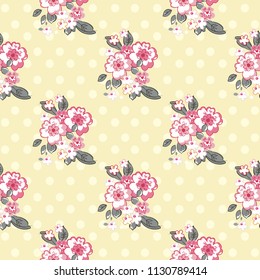 Patrón floral sin inconfundibles con flores decorativas