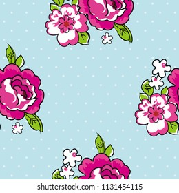 Seamless floral pattern with decor flowers