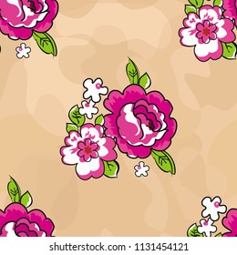 Seamless floral pattern with decor flowers