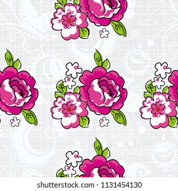 Seamless floral pattern with decor flowers