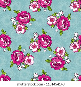 Seamless floral pattern with decor flowers