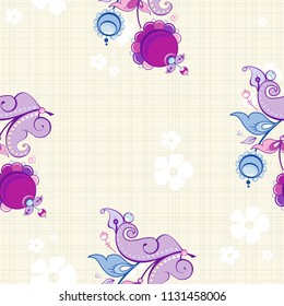 Seamless floral pattern with decor flowers