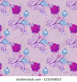 Seamless floral pattern with decor flowers