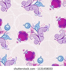 Seamless floral pattern with decor flowers