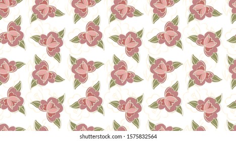 Seamless floral pattern. Decorative abstract flowers hand drawn. Isolated on white background. Vector illustration