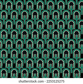Seamless floral  pattern with decorative abstract trees. Asian ornament. Fish scale wallpaper. Vector illustration.