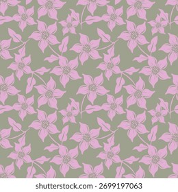 Patrón floral sin fisuras, impresión elegante del estilo popular del arte decorativo en colores del otoño. Lindo diseño botánico de Pequeñas flores de margarita dibujadas a mano, hojas diminutas, ramos simples en amarillo. Ilustración vectorial.
