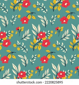 Patrón floral sin foco, impresión botánica decorativa con botánica otoñal en estilo vintage. Bonito fondo floral con plantas silvestres, ramas de flores dibujadas a mano, hojas en disposición abstracta. Vector.