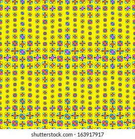 Seamless floral pattern with decorative flowers at yellow background