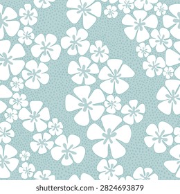 Seamless Floral Pattern with Decorative Flowers –Seafoam Blue