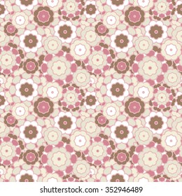 Seamless floral pattern with decorative roses. Retro print. Vintage pattern. Flower pattern. Big Bud. A large flower, mall petals. Delicate pastel pattern. Pattern with flowers and plants.