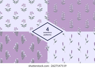 Seamless floral pattern decorative set