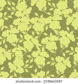 Seamless floral pattern, delicate ditsy print with simple hand drawn flowers. Botanical design with a rustic motif, natural ornament: small flowers and leaves on beige background. Vector illustration.