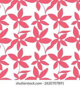 Patrón floral sin fisuras, delicado estampado sucio con ramas dibujadas a mano. Diseño botánico de Antiguas, adorno popular: Pequeñas flores en ramas, hojas Grandes sobre un fondo claro. Ilustración vectorial