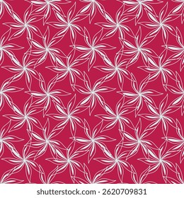 Nahtloses Blumenmuster, zarter diffiziler Druck mit handgezeichneten Zweigen. Vintage botanisches Design, Volksverzierung: kleine Blumen auf Ästen, große Blätter auf hellem Hintergrund. Vektorgrafik