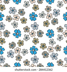 Seamless floral pattern. Delicate, elegant, colorful flowers on a white background.