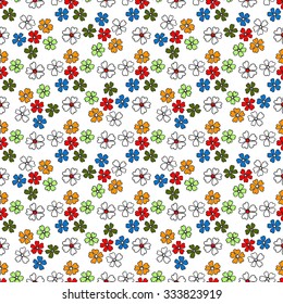 Seamless floral pattern. Delicate, elegant, colorful flowers on a white background.