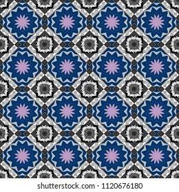 Seamless floral pattern, delicate flower vector wallpaper, wildflowers, tansy. Abstract flowers pattern in orange, black and blue colors. Retro design.