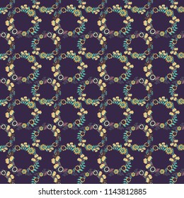 Seamless floral pattern, delicate flower vector wallpaper, wildflowers, tansy. Abstract flowers pattern in beige, green and gray colors. Retro design.