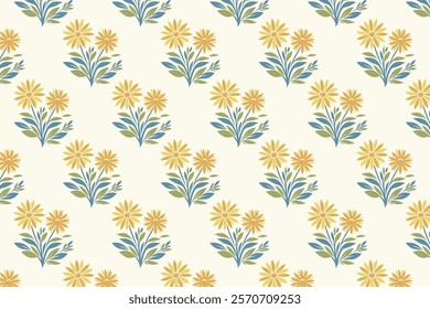 seamless floral pattern with delicate flowers, detailed foliage, and natural elements perfect for textile, wallpaper, wrapping paper, and botanical-inspired designs