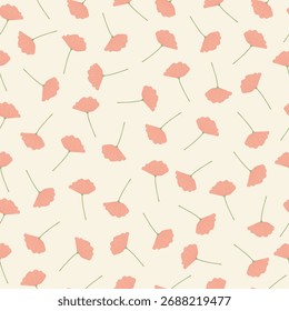 Patrón floral sin fisuras con delicadas flores de color rosa sobre un fondo claro