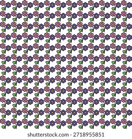 Un patrón floral sin fisuras con delicadas flores de color rosa y púrpura en subgrupos verdes esbeltos.