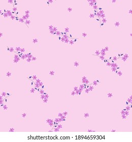 Patrón floral sin foco. Impresión delgada en rosa para textiles y papel. Ilustración vectorial.