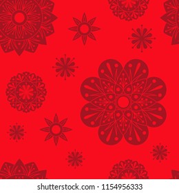 Seamless floral pattern for design. Abstract with elements of a red circle, ornament. Vector, abstract background, floral texture.
