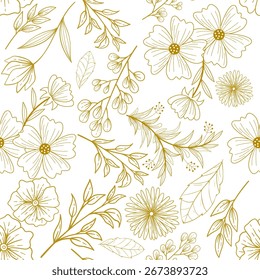 Seamless Floral Pattern Design Blossom For Fabric Textile Texture Vector Illustration