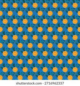 Fondo azul de diseño de patrón floral sin fisuras 