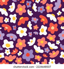 seamless floral pattern for design. bright colorful cute simple and fun. for textiles, fabric, wallpaper, packaging, and clothing products, social media layouts. modern texture. trend for prints
