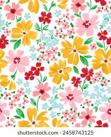 Seamless floral pattern. Design for fashion textiles, fabric, print, graphics, backgrounds and crafts.