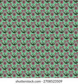 Diseño de patrón floral sin fisuras con un Fondo de pantalla de fondo verde claro