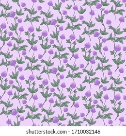 Nahtlose Blumenmuster für Design. Kleine Kleeblumen. helllischer Hintergrund. Moderne Blumenstruktur. Überall florales Design in hellen Farben. Elegante Vorlage für Modedrucke.