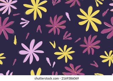 Seamless floral pattern for design, modern style. Abstract vector minimal template for wrapping paper, textile, postcard