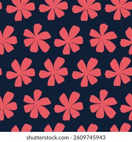Seamless floral pattern design with pink flowers on dark blue background vector illustration for textile