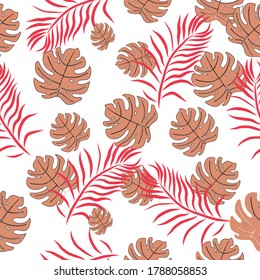 Seamless Floral Pattern Design red leaves. Great for Fabric, Textile, backgrounds, wallpaper, surface pattern, scrapbook, bullet journal