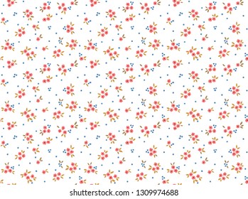 Seamless floral pattern for design. Small pink flowers. White background. Modern floral texture. A allover floral design in pastels colors. The elegant the template for fashion prints.
