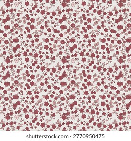 Seamless floral pattern for design. Small pastel flowers. Ivory background. Liberty floral pattern. Beautiful template for fashion prints. Flowers field vector floral pattern in soft and natural color